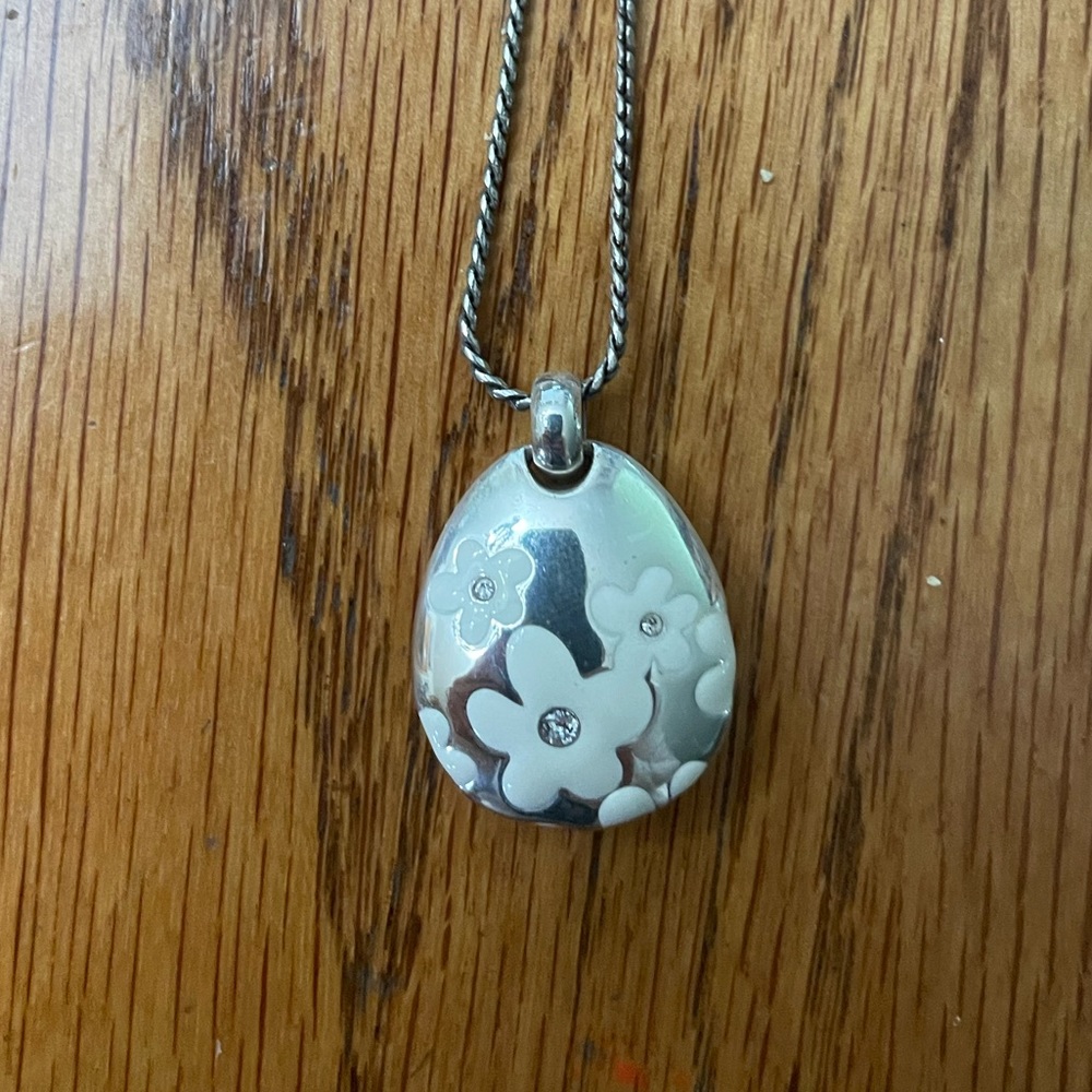 Vintage Brighton Silver/White Floral necklace